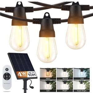 Solar String Lights with Remote 12 lightbulb 27 ft  and 10” solar panel
